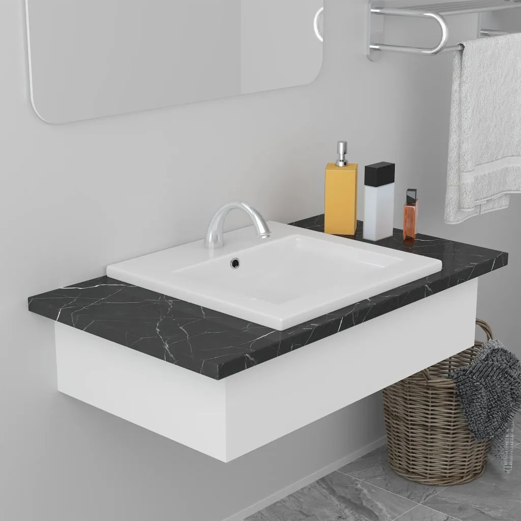 vidaXL Lavabo da Incasso 42x39x18 cm in Ceramica Bianco