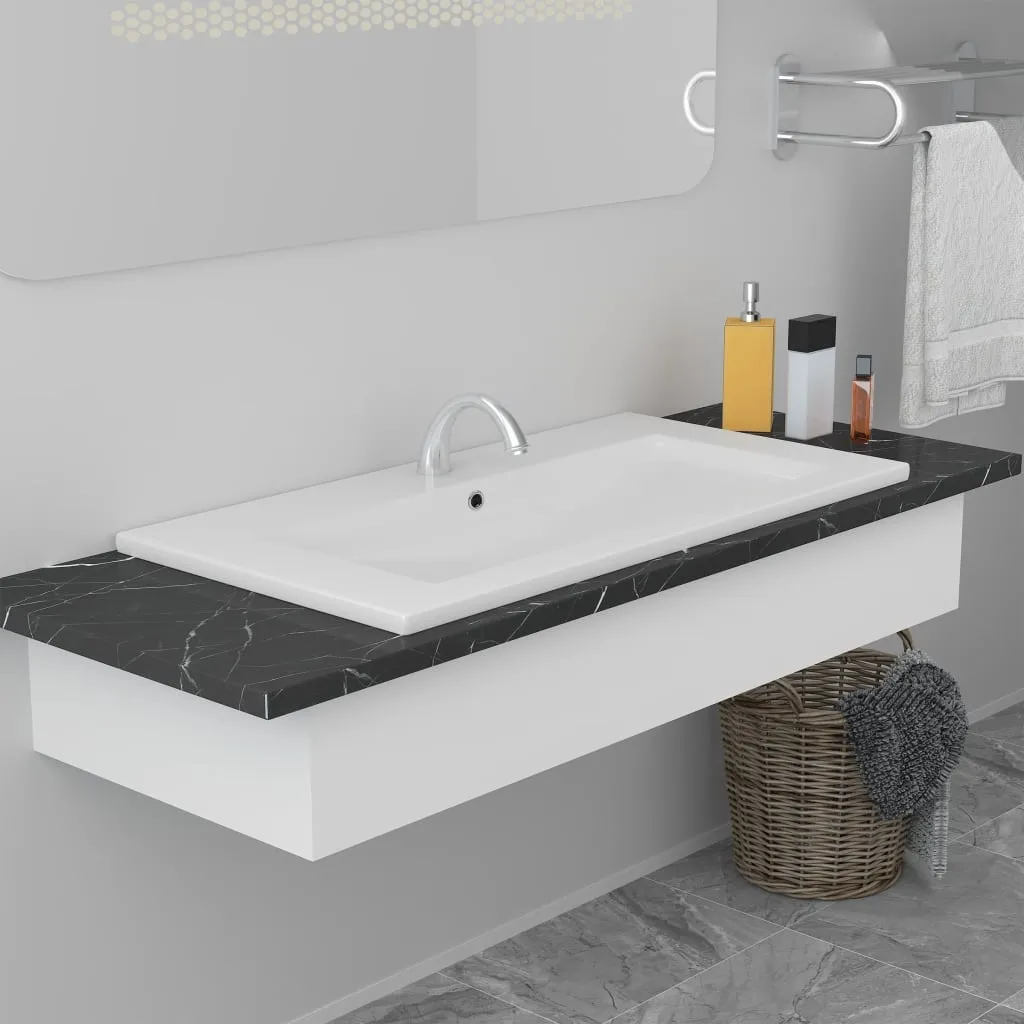 vidaXL Lavabo da Incasso 81x39,5x18,5 cm in Ceramica Bianco