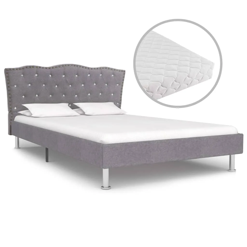 vidaXL Letto con Materasso Tessuto Grigio Chiaro 120x200cm