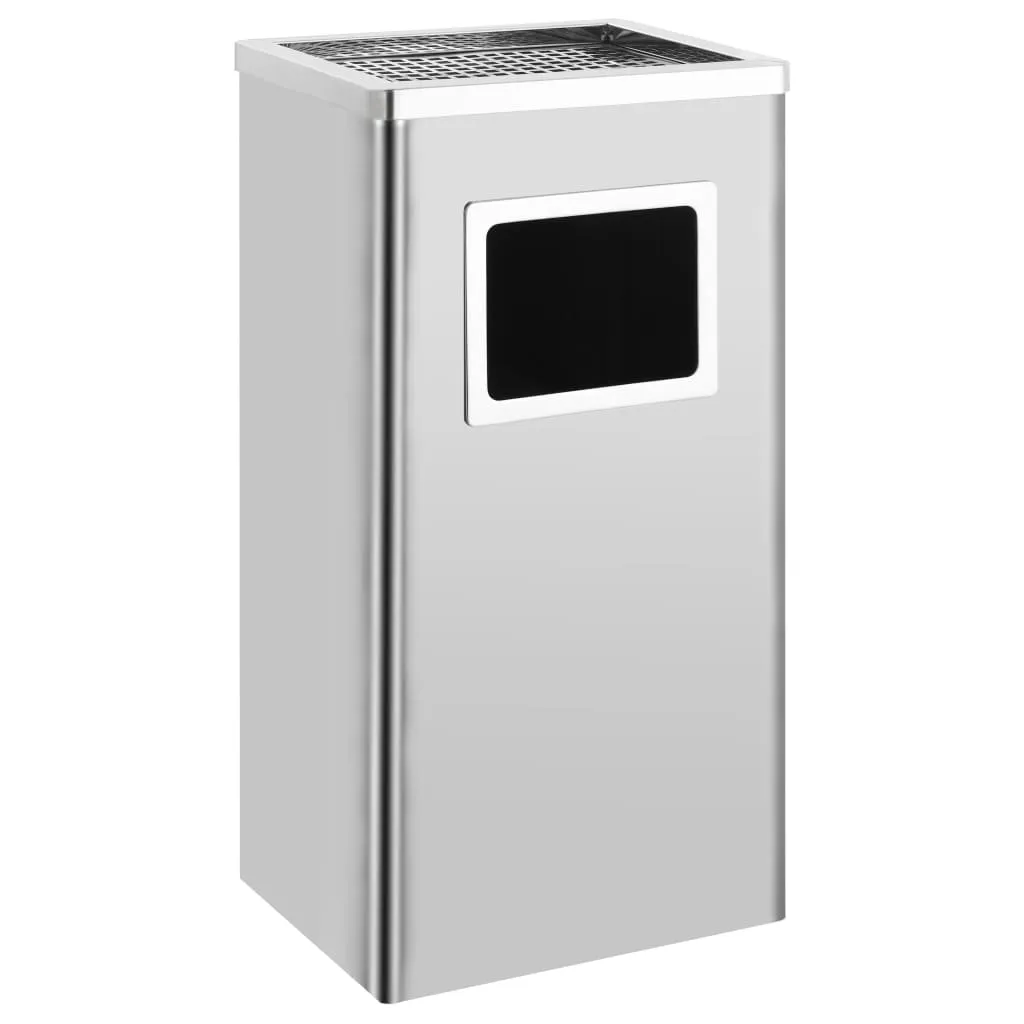 vidaXL Pattumiera con Posacenere da Albergo 45 L Acciaio Inox