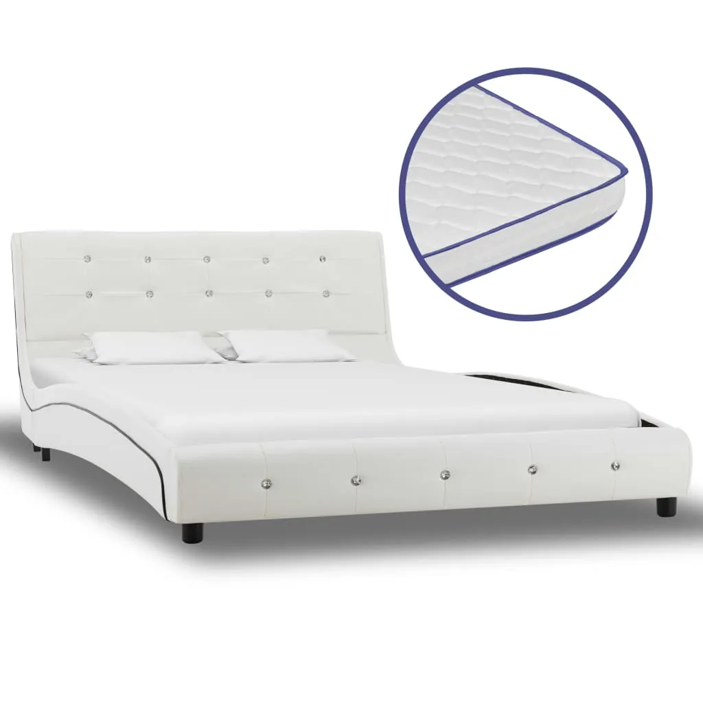 vidaXL Letto e Materasso MemoryFoam Bianco in Similpelle 120x200cm