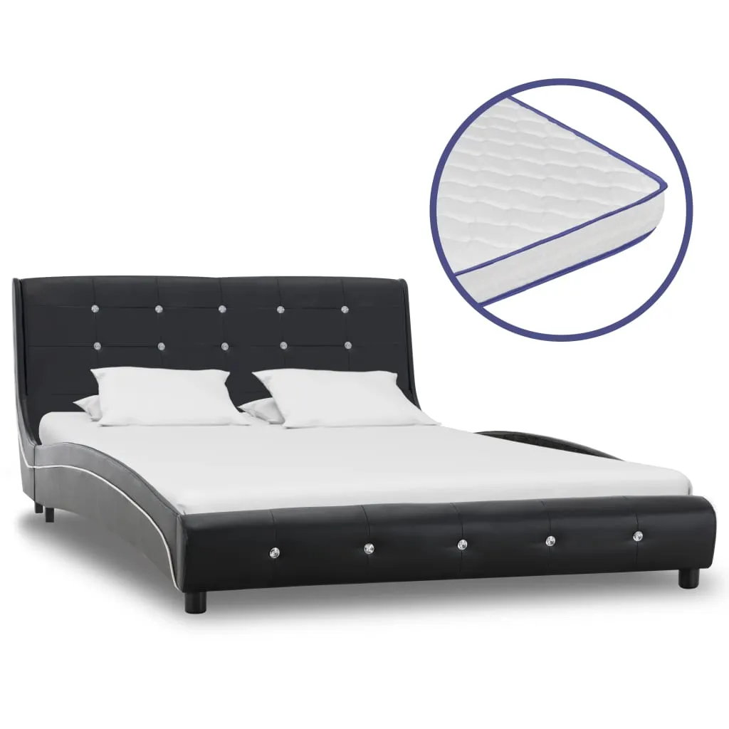 vidaXL Letto con Materasso MemoryFoam Nero in Similpelle 120x200cm