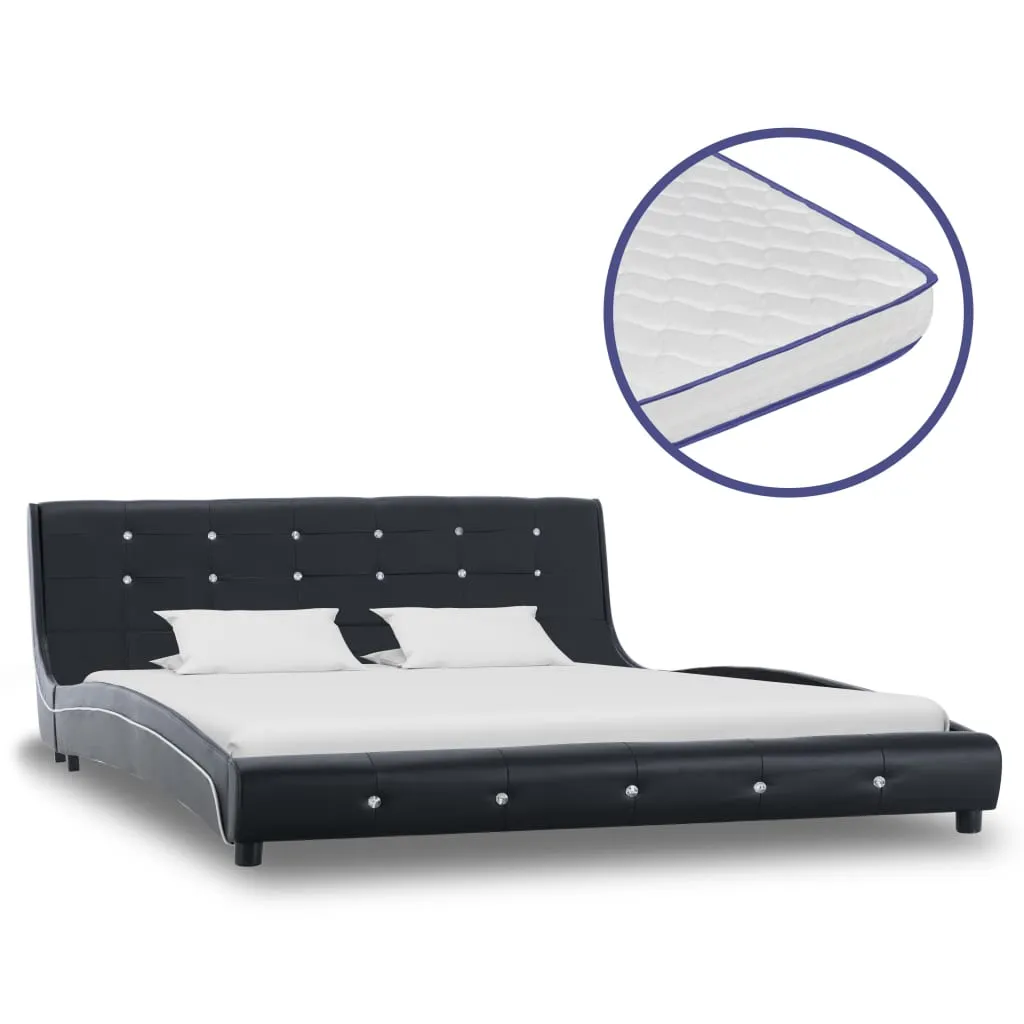 vidaXL Letto con Materasso Memory Foam Nero in Similpelle 160x200 cm