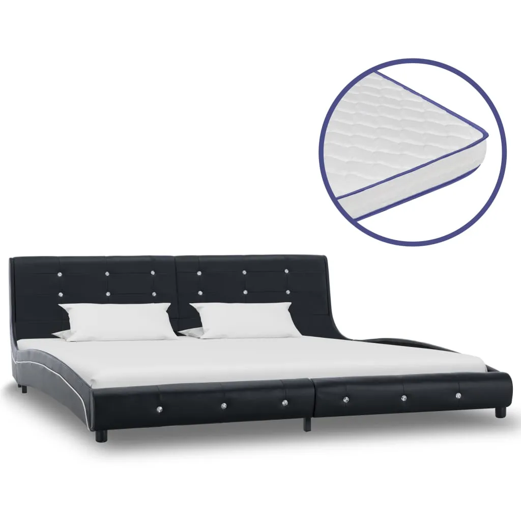 vidaXL Letto con Materasso Memory Foam Nero in Similpelle 180x200 cm