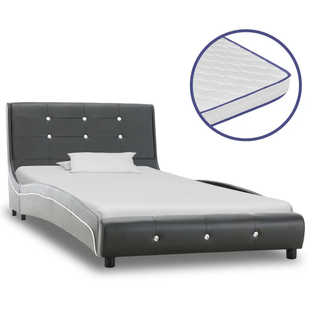 vidaXL Letto con Materasso Memory Foam Grigio in Similpelle 90x200cm