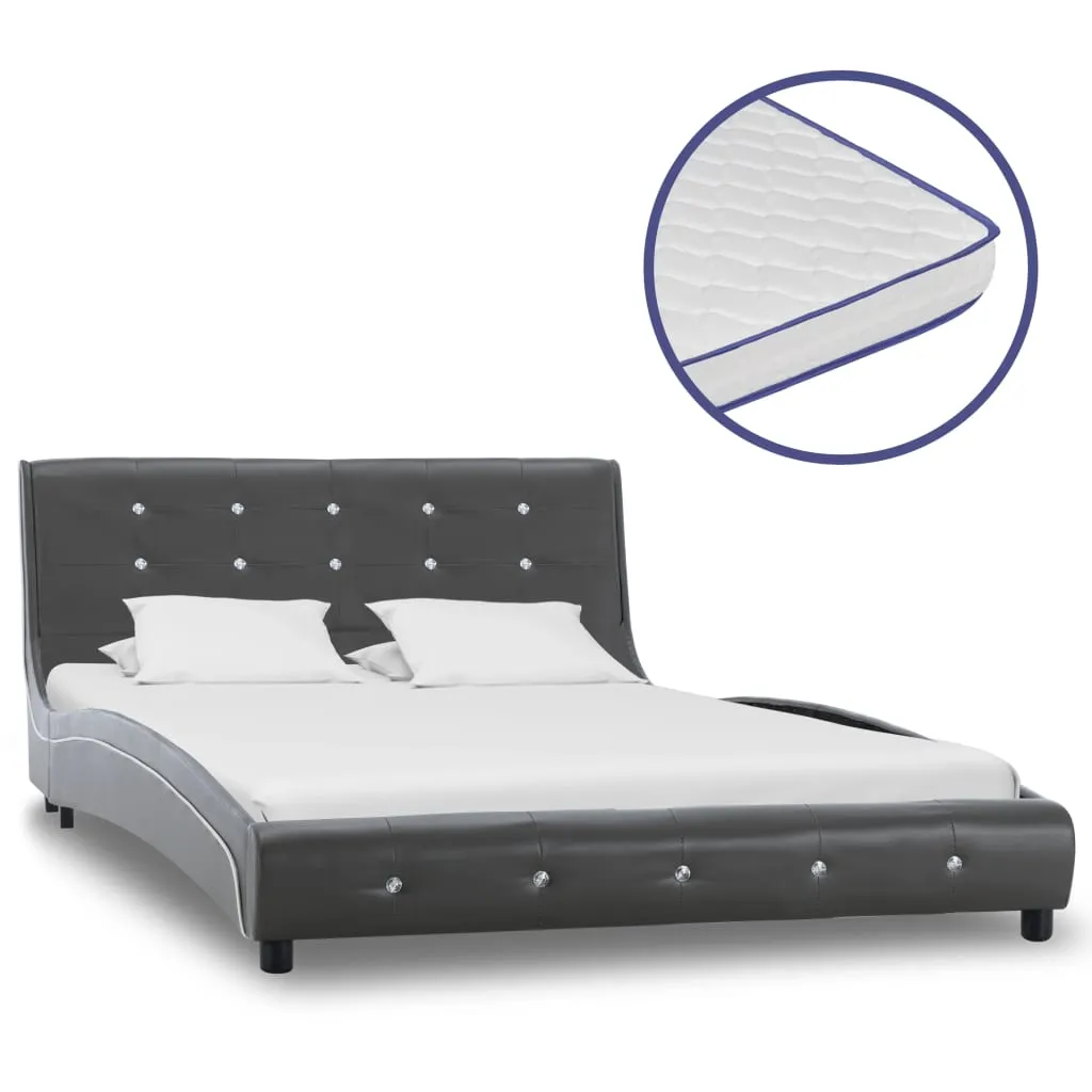 vidaXL Letto con  Materasso MemoryFoam Grigio in Similpelle 120x200cm