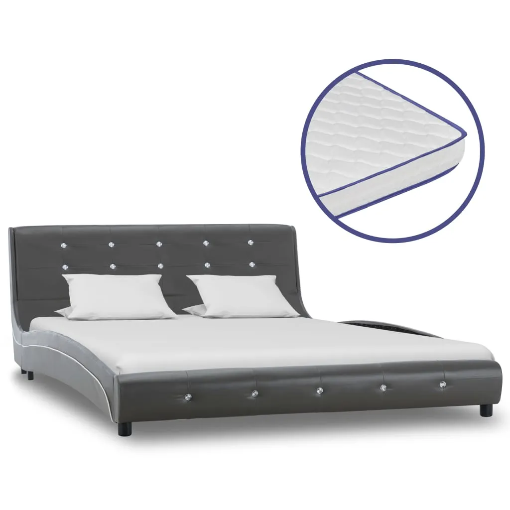 vidaXL Letto con Materasso Memory Foam Grigio in Similpelle 140x200 cm