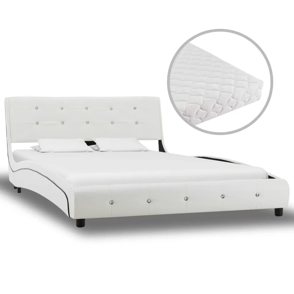 vidaXL Letto con Materasso Bianco in Similpelle 120x200 cm