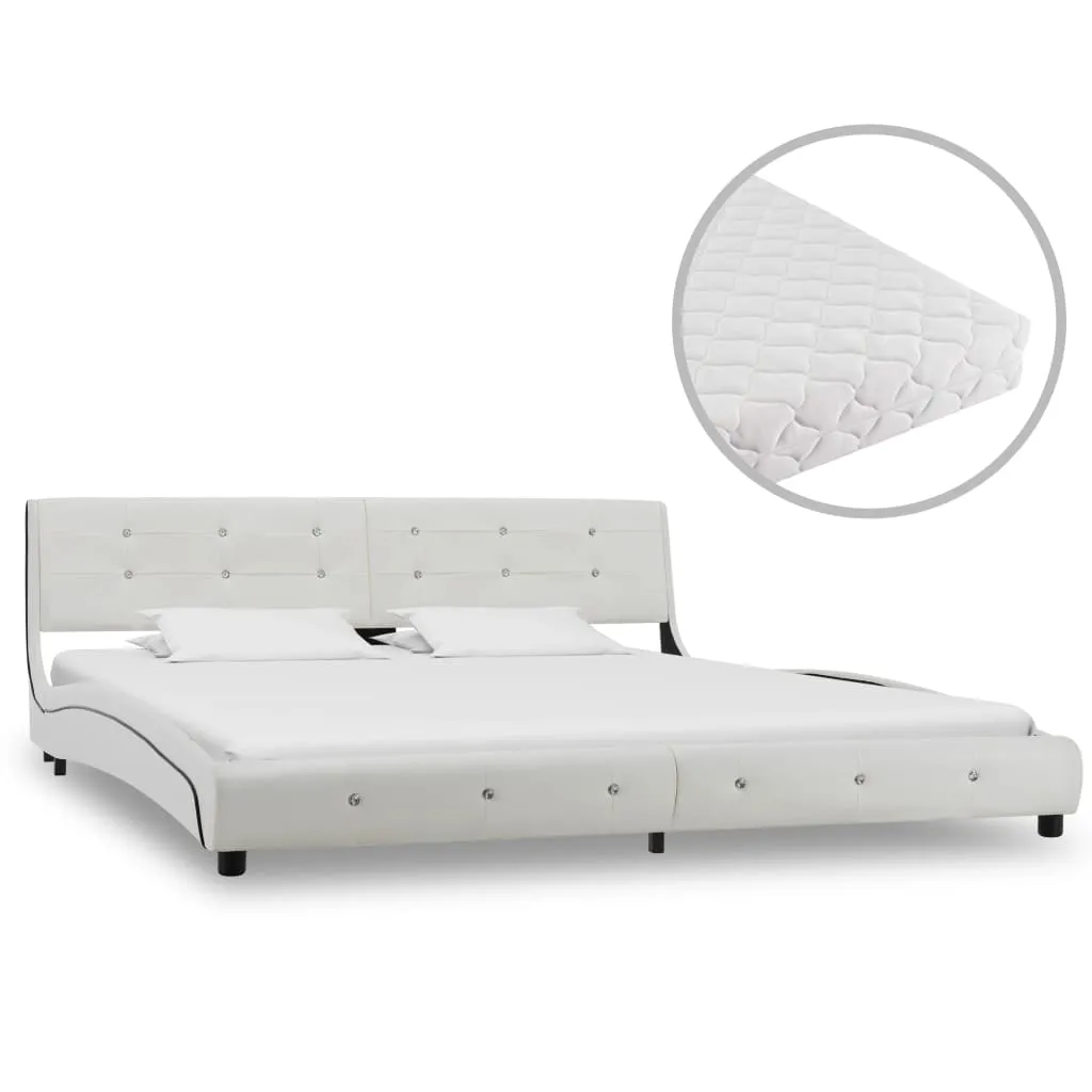 vidaXL Letto con Materasso Bianco in Similpelle 180x200 cm