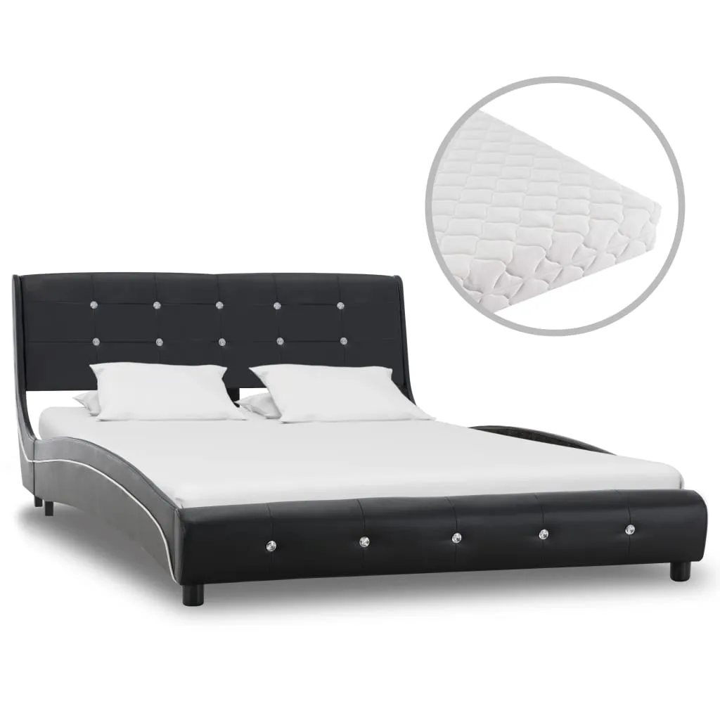 vidaXL Letto con Materasso Nero in Similpelle 120x200 cm