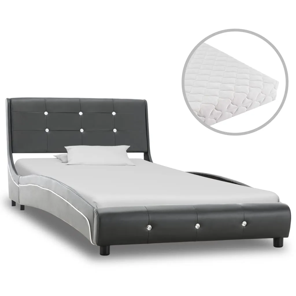 vidaXL Letto con Materasso Grigio in Similpelle 90x200 cm