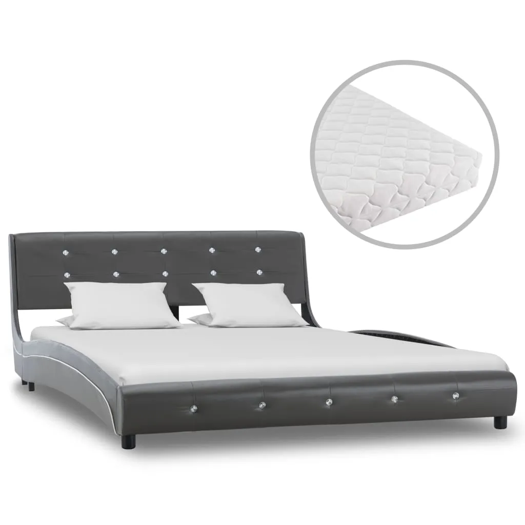 vidaXL Letto con Materasso Grigio in Similpelle 140x200 cm