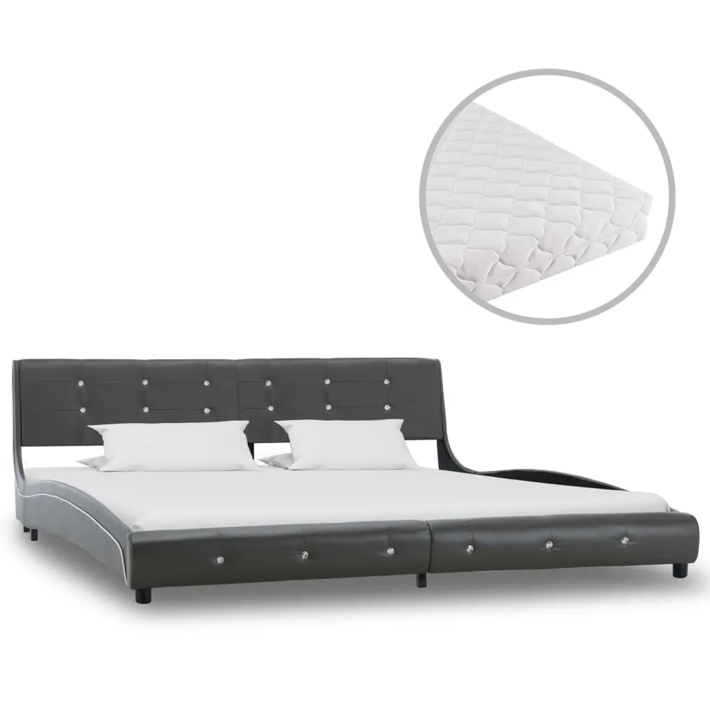 vidaXL Letto con Materasso Grigio in Similpelle 180x200 cm