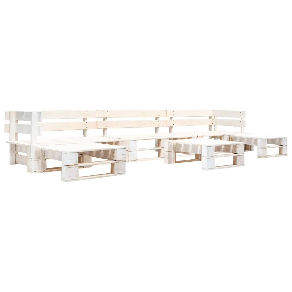 vidaXL Set Divani da Giardino su Pallet 6 pz in Legno Bianco