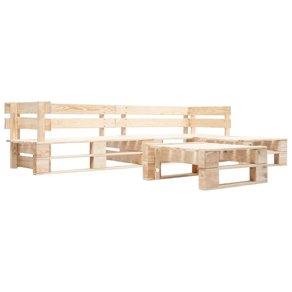 vidaXL Set Divani da Giardino con Pallet 4 pz Naturale in Legno