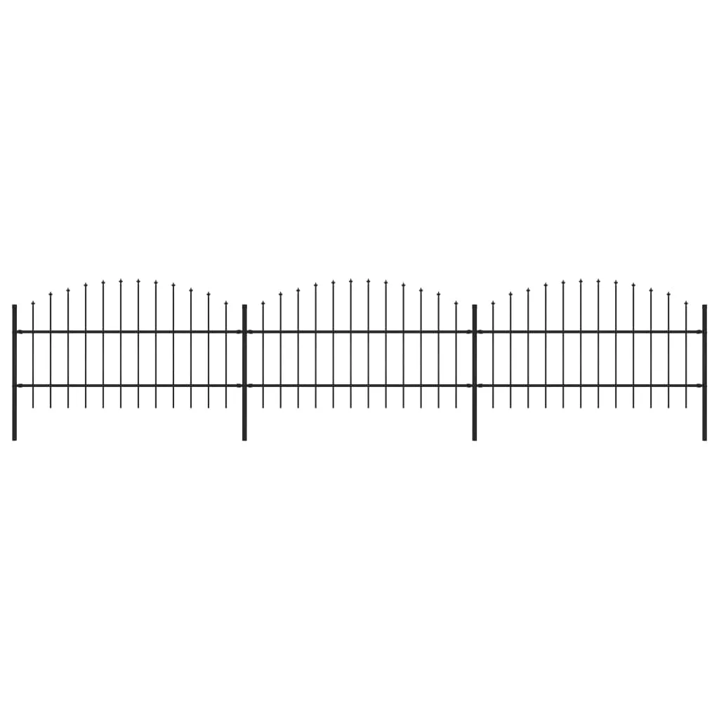 vidaXL Recinzione Giardino Punta a Lancia (0,5-0,75)x5,1m Acciaio Nera