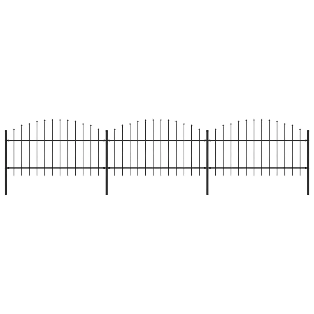 vidaXL Recinzione Giardino Punta a Lancia (1-1,25)x5,1m Acciaio Nera