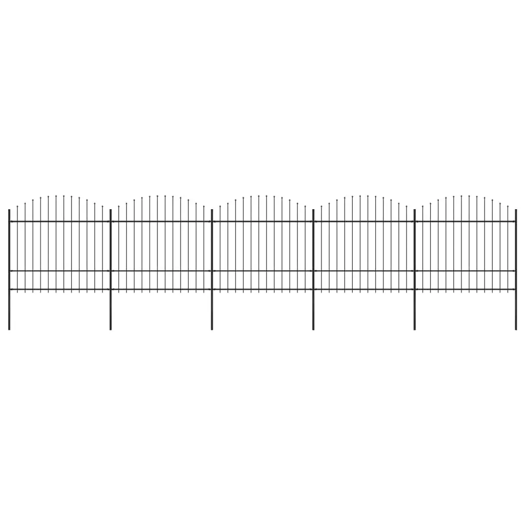 Recinzione Giardino Punta a Lancia (1,5-1,75)x8,5m Acciaio Nera