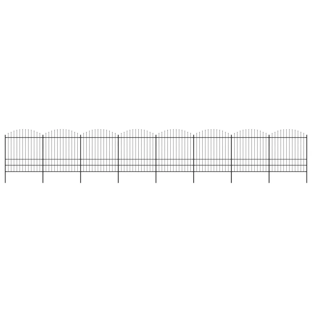 vidaXL Recinzione Giardino Punta a Lancia (1,75-2)x13,6m Acciaio Nera