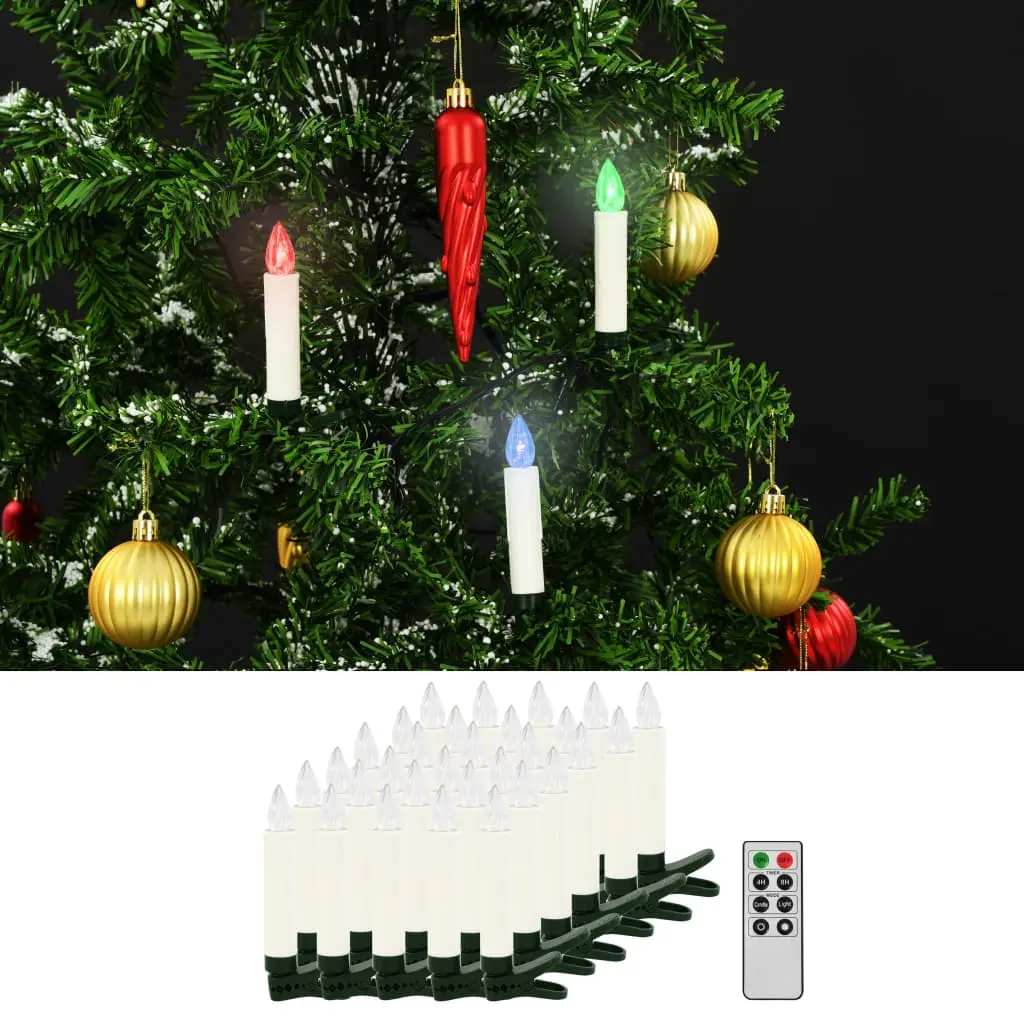 Candele Natalizie Senza Fili a LED con Telecomando 30 pz RGB