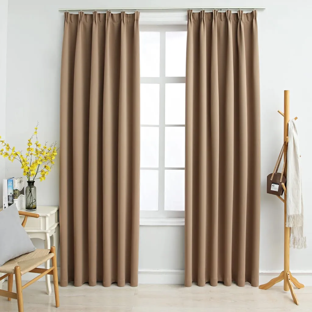 vidaXL Tende Oscuranti con Ganci 2 pz Grigio Talpa 140x225 cm