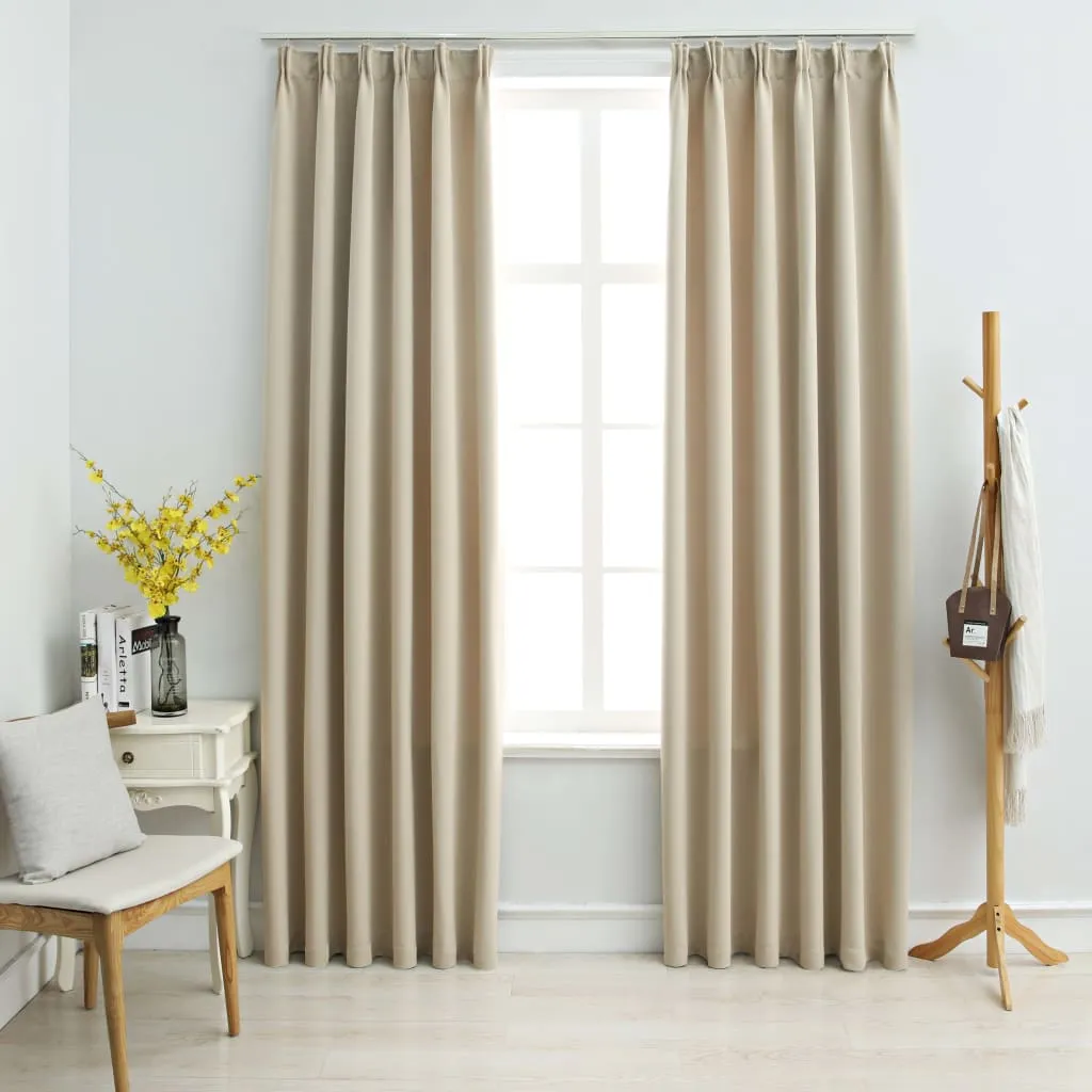 vidaXL Tende Oscuranti con Ganci 2 pz Beige 140x175 cm