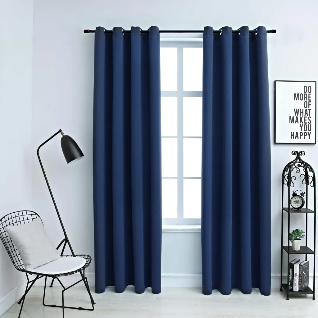 vidaXL Tende Oscuranti con Anelli in Metallo 2 pz Blu 140x175 cm