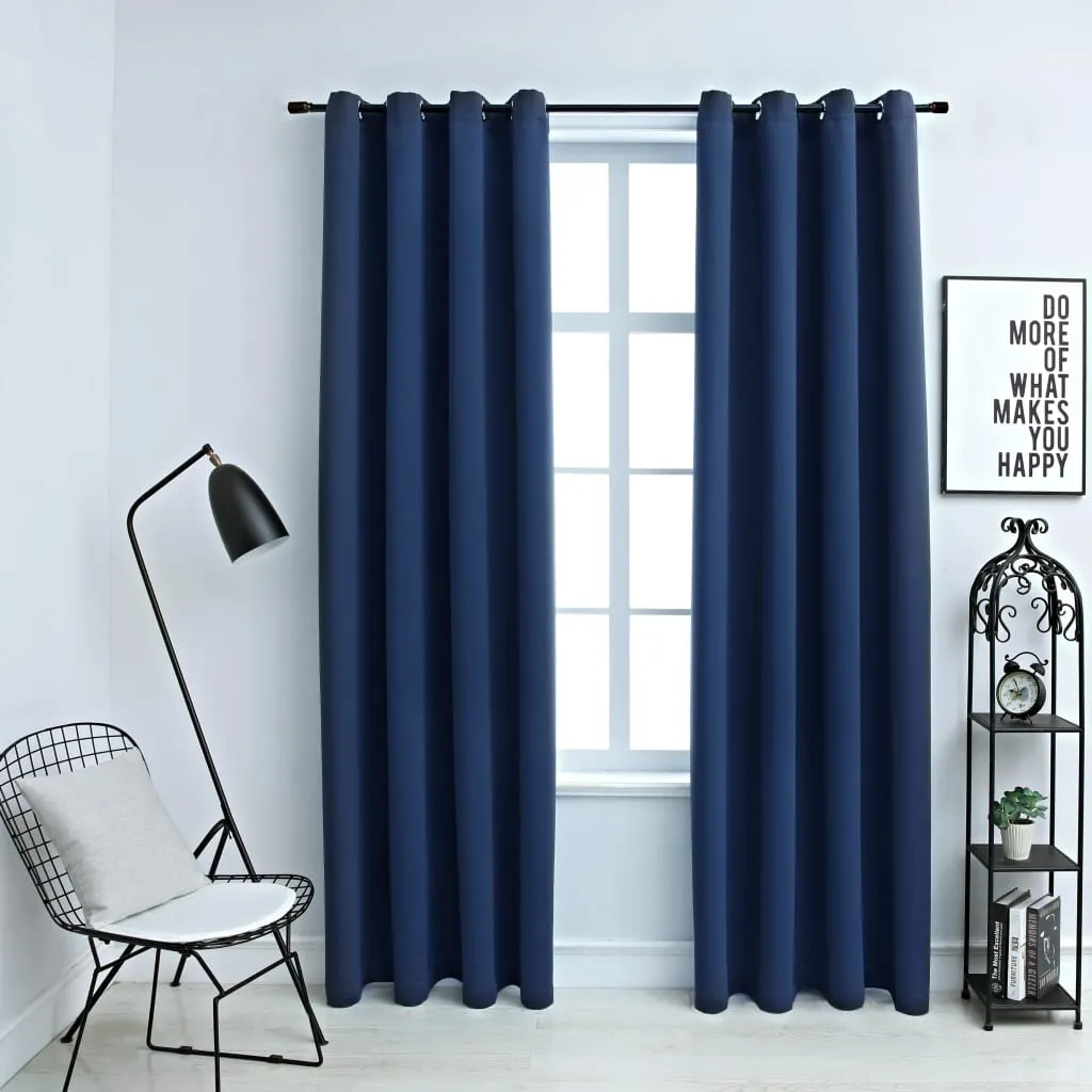 vidaXL Tende Oscuranti con Anelli in Metallo 2 pz Blu 140x245 cm