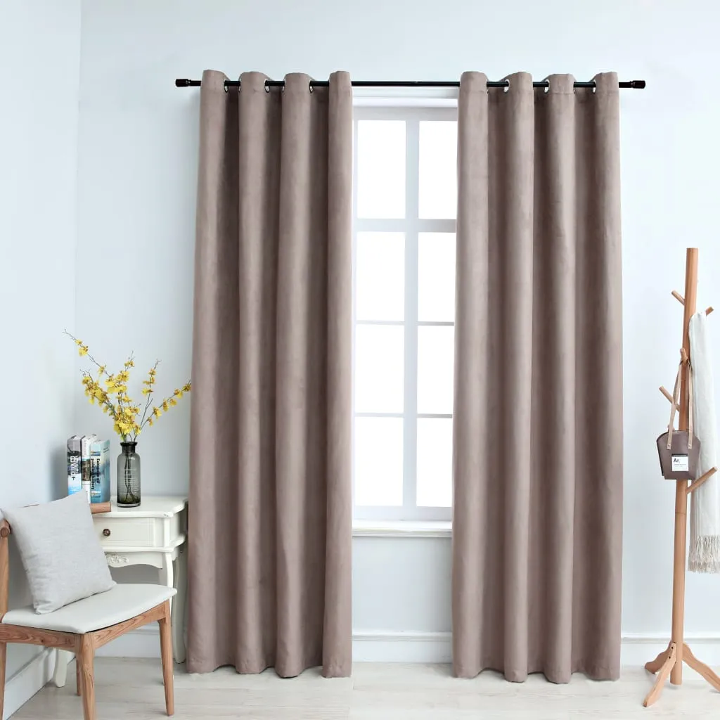 vidaXL Tende Oscuranti con Anelli Metallo 2 pz Grigio Talpa 140x225 cm