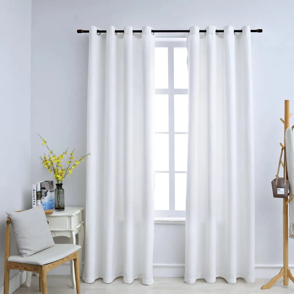 vidaXL Tende Oscuranti con Anelli in Metallo 2 pz Avorio 140x175cm