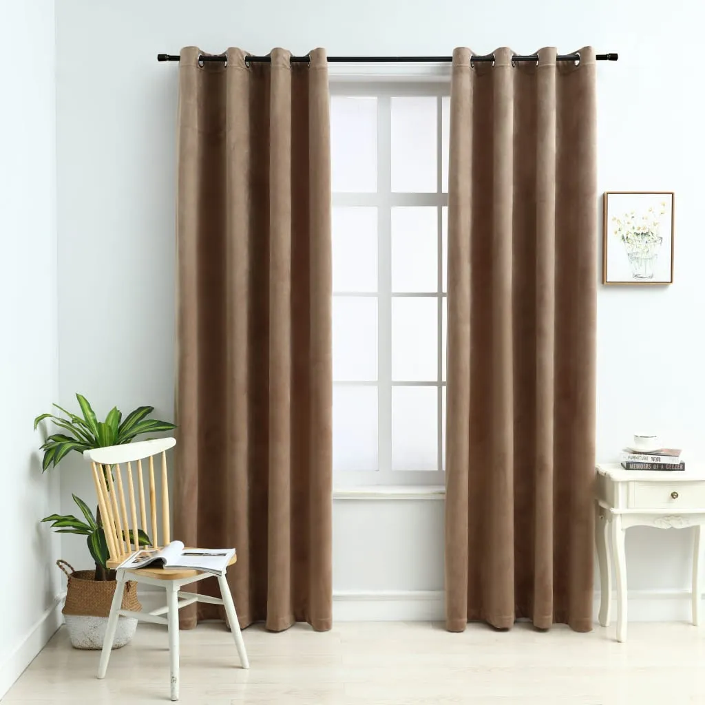 vidaXL Tende Oscuranti con Anelli 2 pz Beige in Velluto 140x175 cm