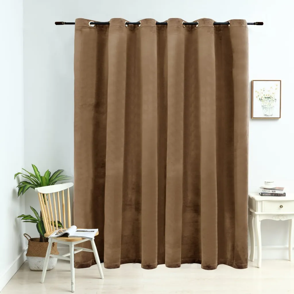 vidaXL Tenda Oscurante con Anelli in Metallo Velluto Beige 290x245 cm