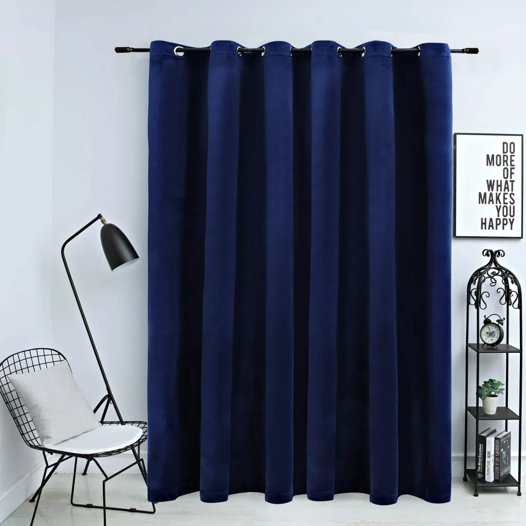 vidaXL Tenda Oscurante Anelli in Metallo Velluto Blu Scuro 290x245 cm