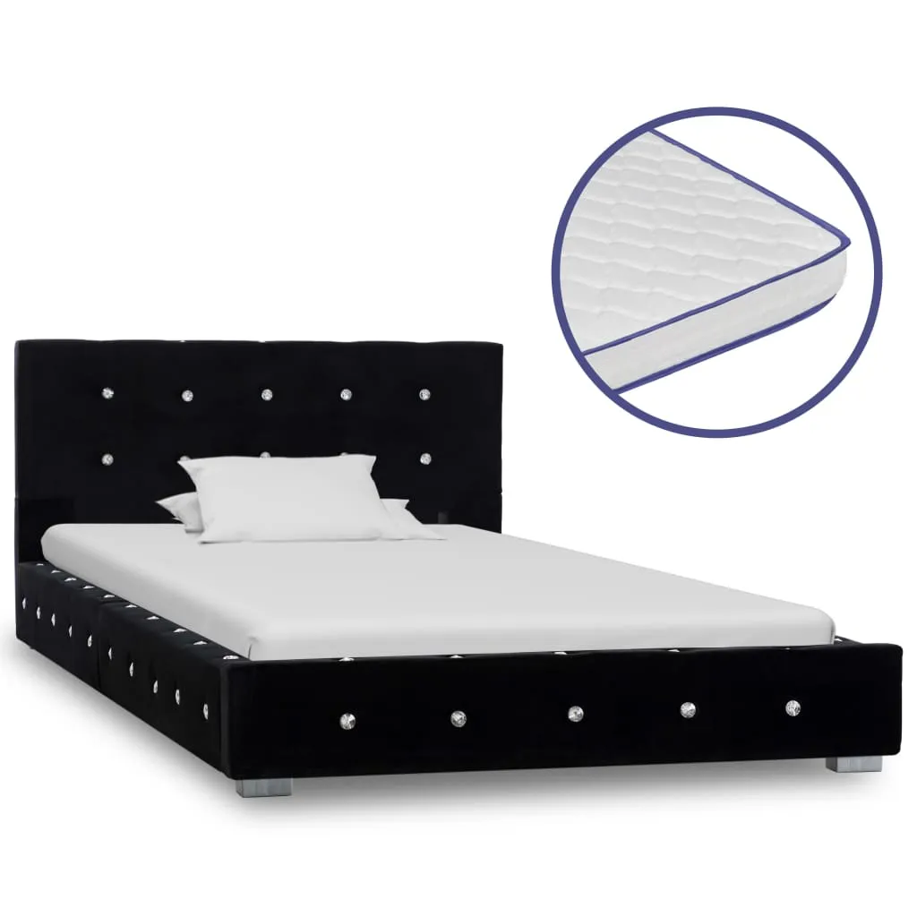 vidaXL Letto con Materasso Memory Foam Nero Velluto 90x200 cm