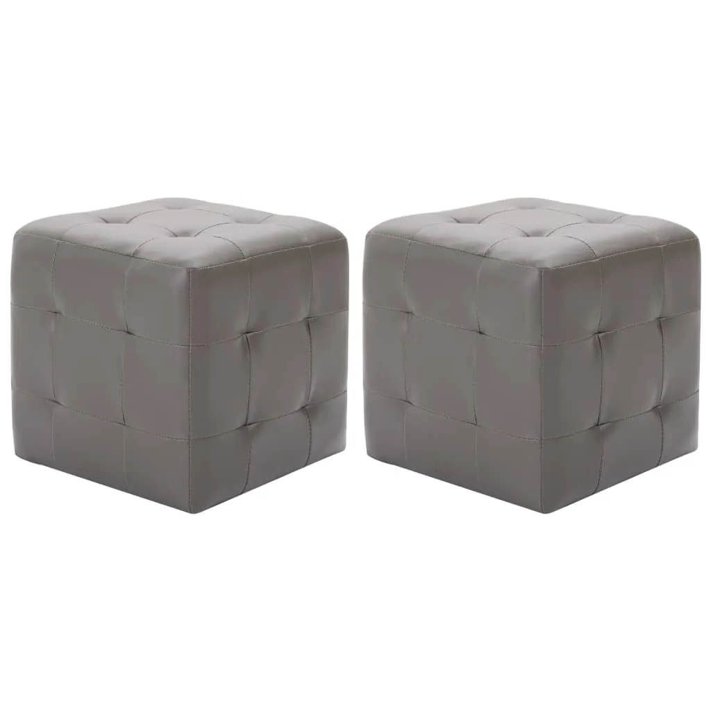 vidaXL Pouf 2 pz Grigio 30x30x30 cm in Similpelle