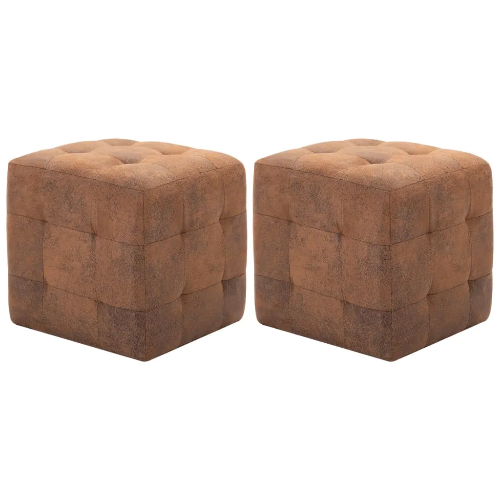 vidaXL Pouf 2 pz Marrone 30x30x30 cm in Similpelle Scamosciata