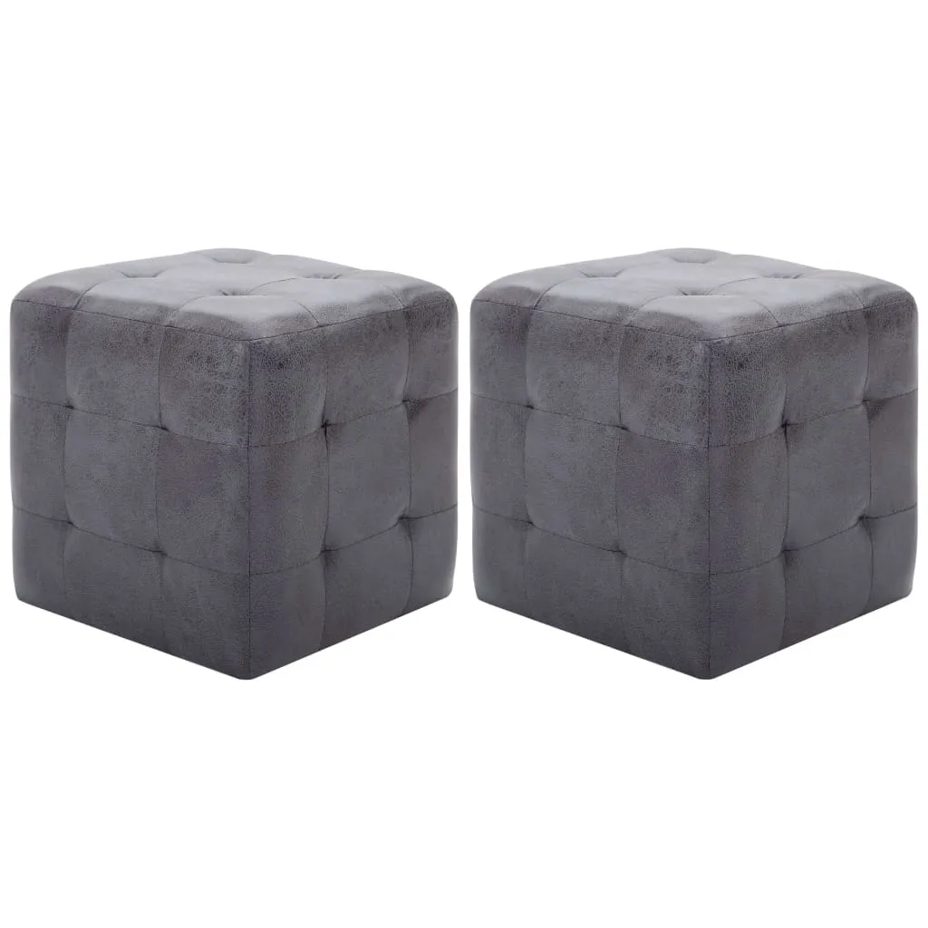 vidaXL Pouf 2 pz Grigio 30x30x30 cm in Similpelle Scamosciata