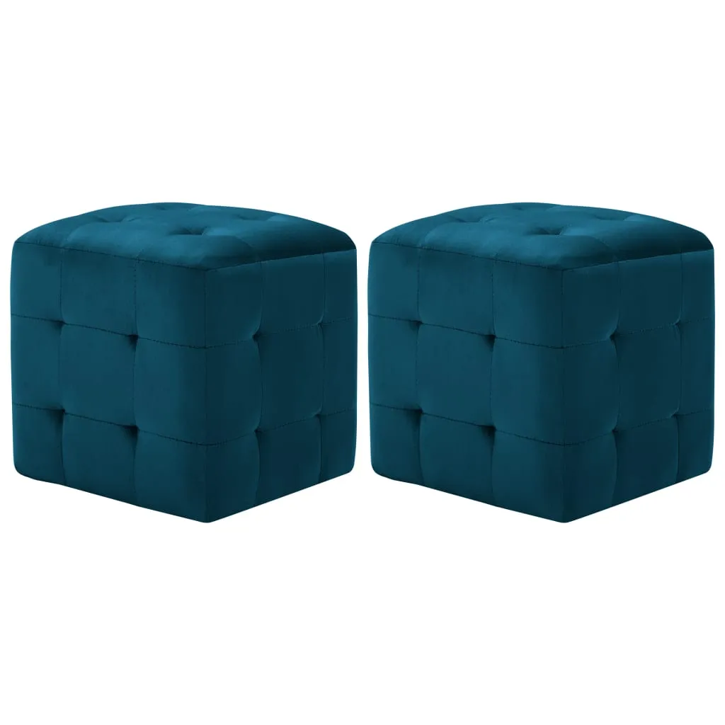 vidaXL Pouf 2 pz Blu 30x30x30 cm in Velluto