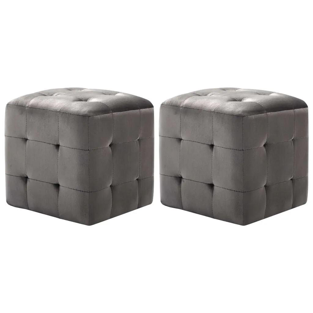 vidaXL Pouf 2 pz Grigio 30x30x30 cm in Velluto