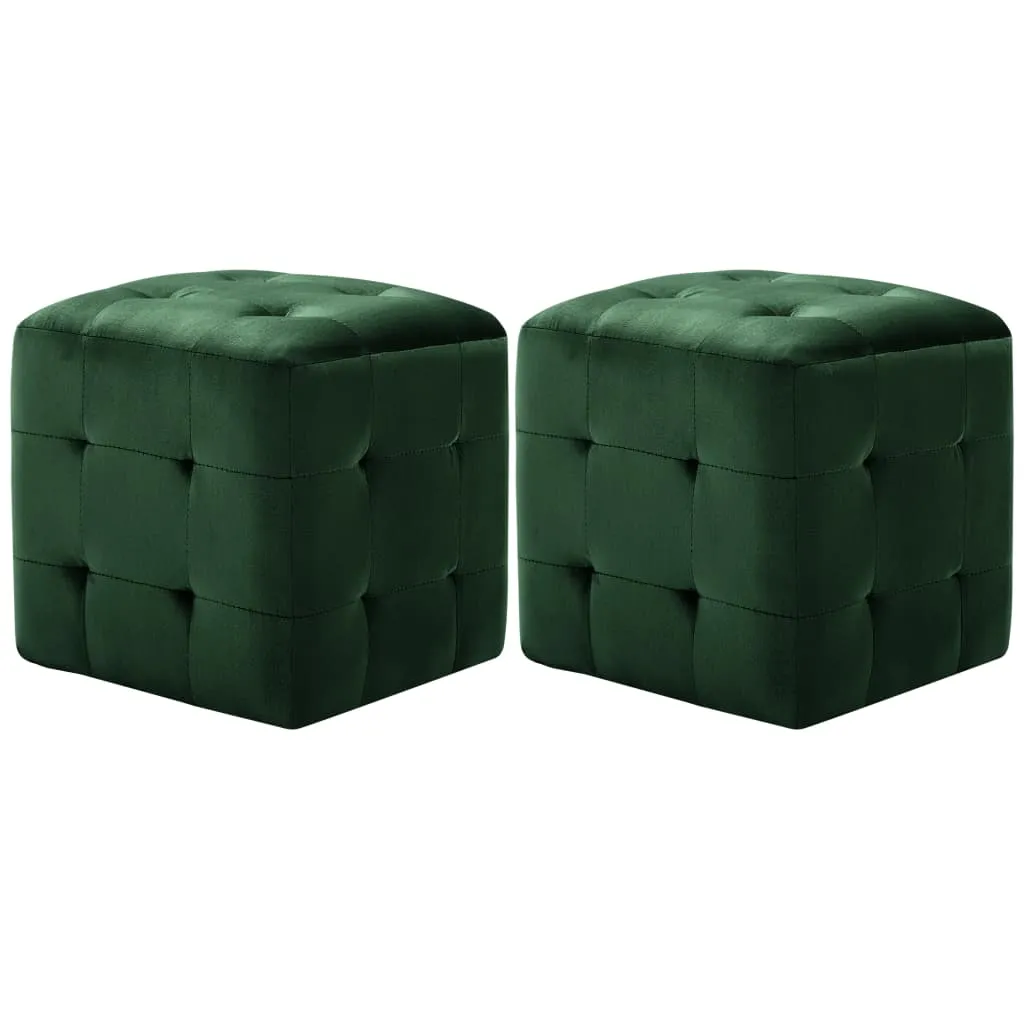 vidaXL Pouf 2 pz Verde 30x30x30 cm in Velluto