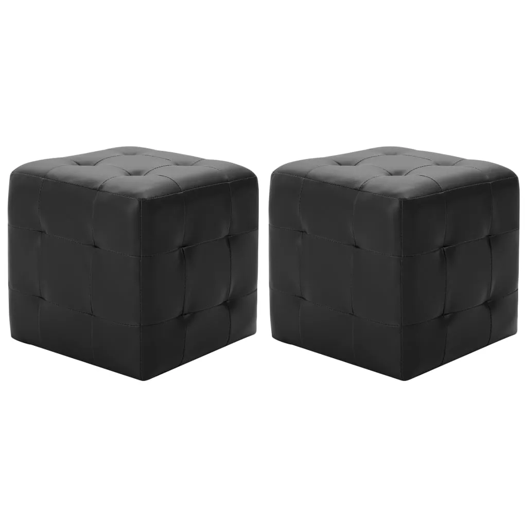 vidaXL Pouf 2 pz Nero 30x30x30 cm in Similpelle