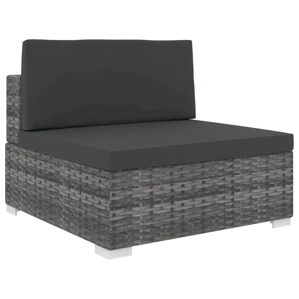 vidaXL Seduta Centrale Modulare 1 pz con Cuscini in Polyrattan Grigio