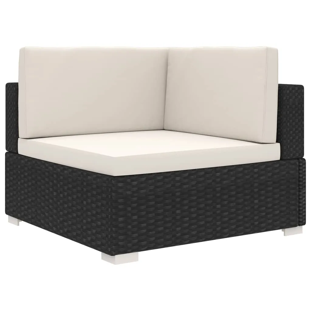 vidaXL Poltrona Modulare ad Angolo 1 pz con Cuscini in Polyrattan Nero