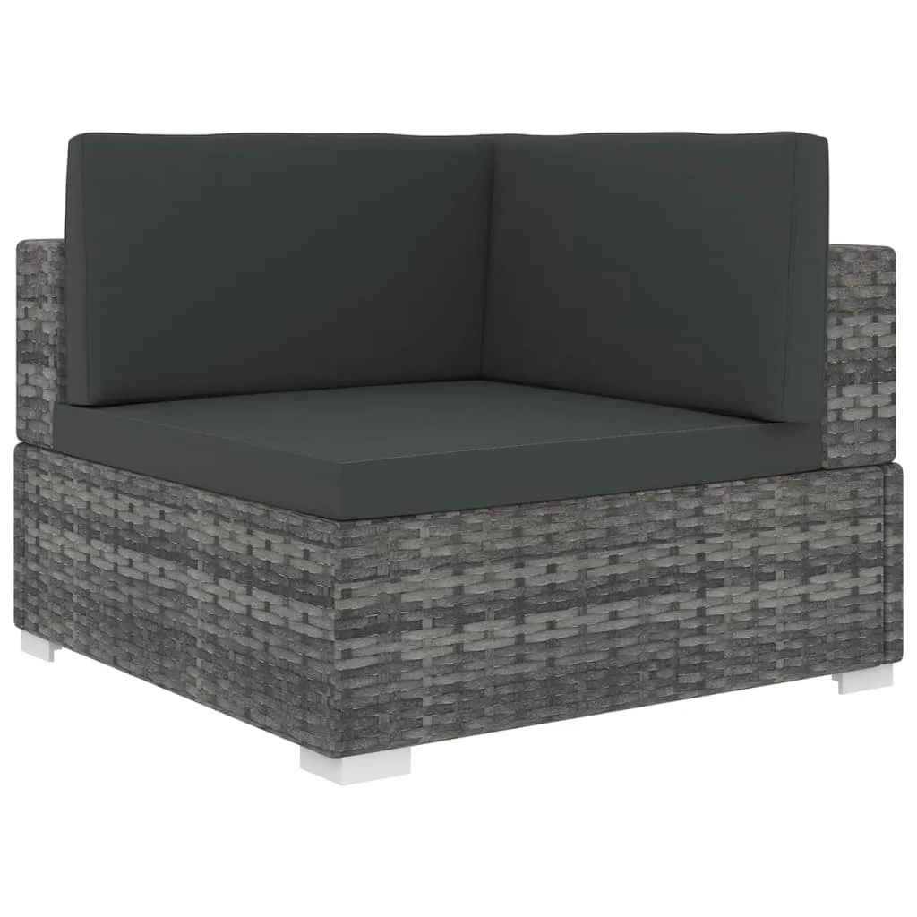 vidaXL Poltrona Modulare ad Angolo 1 pz con Cuscini Polyrattan Grigio