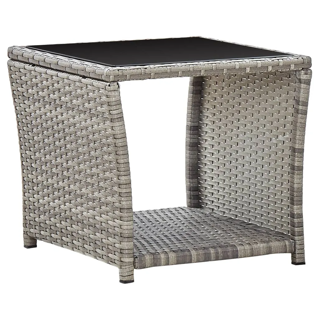 vidaXL Tavolino da Caffè Grigio 45x45x40 cm in Polyrattan e Vetro