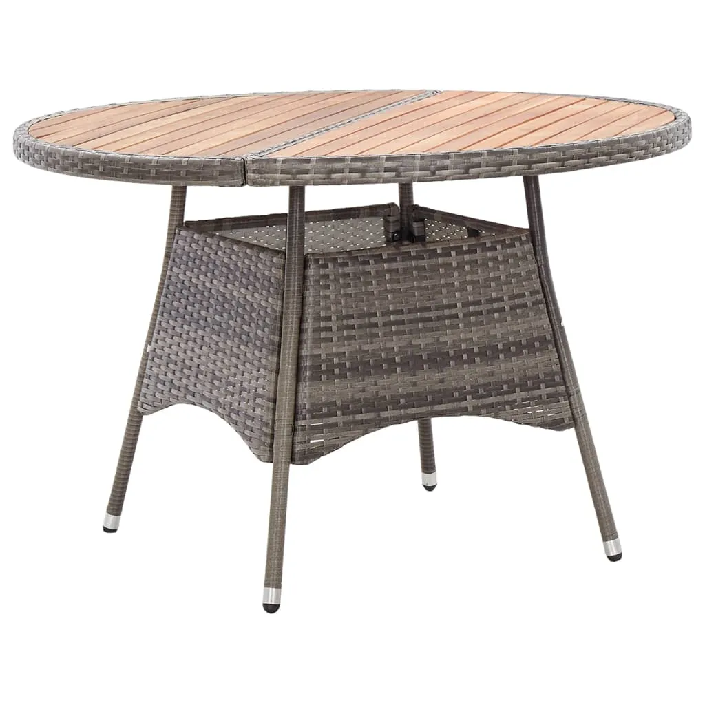 vidaXL Tavolo da Giardino Grigio 115x74cm in Polyrattan e Legno Acacia