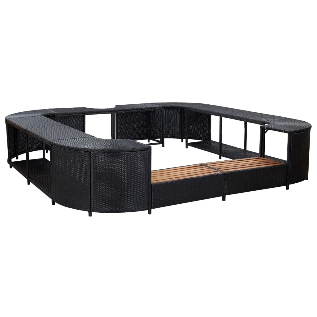 vidaXL Bordo per Vasca da Spa Quadrato Nero 268x268x55 cm Polyrattan