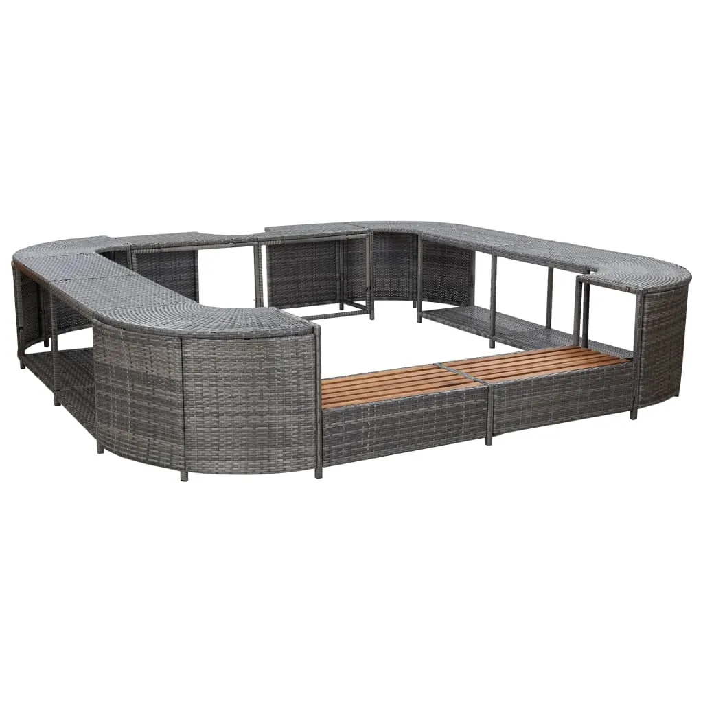 vidaXL Bordo Spa Quadrato Grigio 268 x 268 x 55 cm in Polyrattan