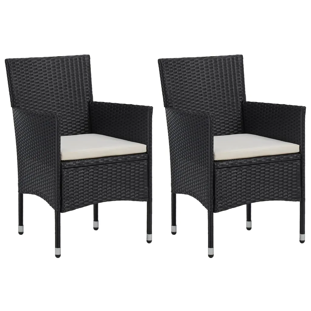 vidaXL Set Sedie da Pranzo per Giardino 2 Pz in Polyrattan Nero