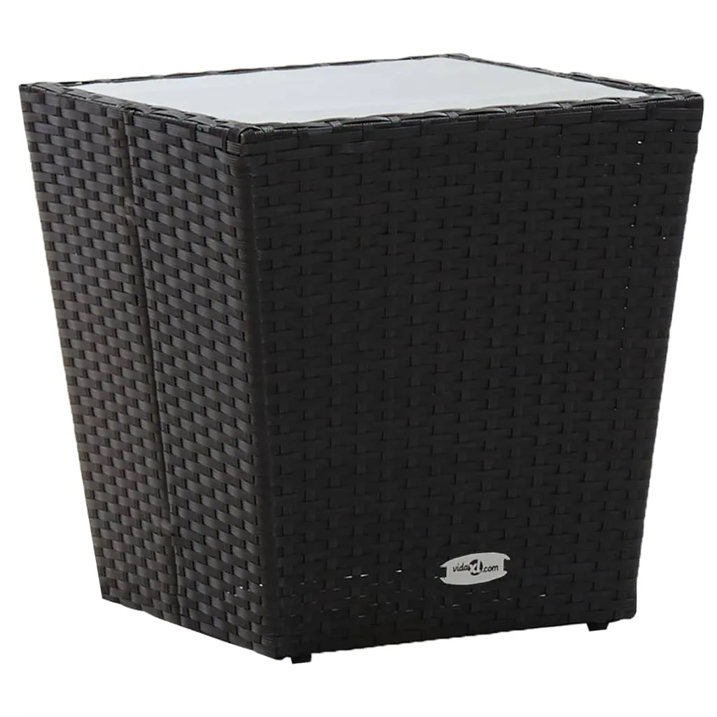 vidaXL Tavolino Nero 41,5x41,5x43 cm in Polyrattan e Vetro Temperato